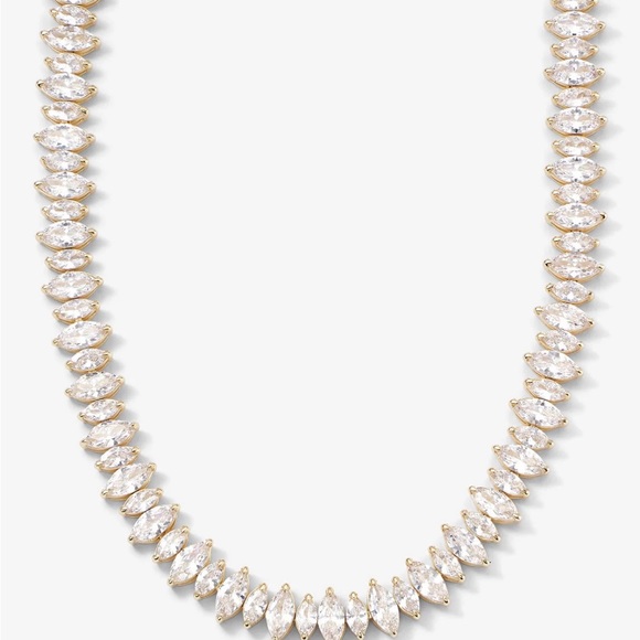 Melinda Maria Gold Marquise Crystal Tennis Necklace